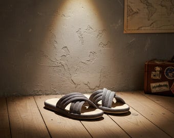 Japanese Linen Slippers Summer Breathable Non-Slip Quiet Indoor House Slippers, Unisex Cotton Linen Sandals, Bathroom Slippers for Men