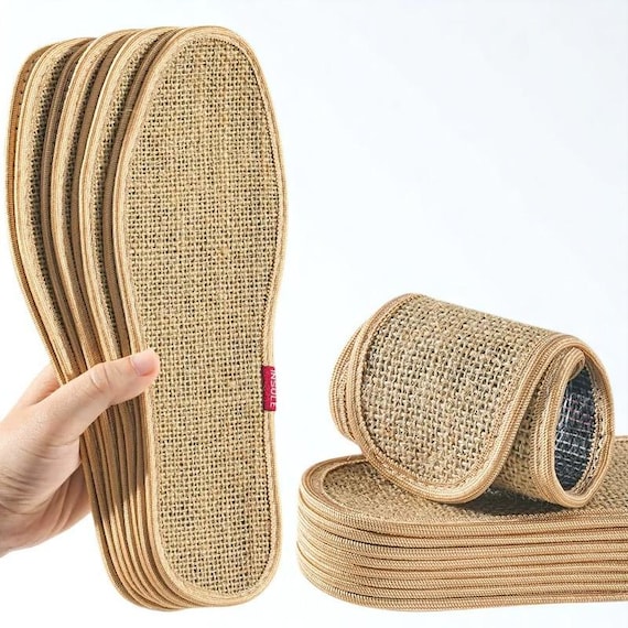 Linen Shoe Insoles for Men, Breathable Hemp & Mugwort Anti-Odor Foot Pads-3 pairs, Summer Shoes Accessories, Shoes Inserts