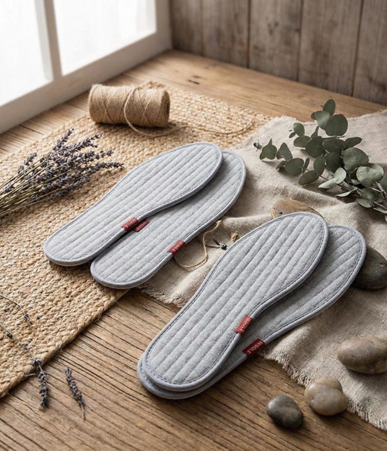 Handmade Natural Mugwort & Cotton Linen Insoles - Breathable Herbal ...