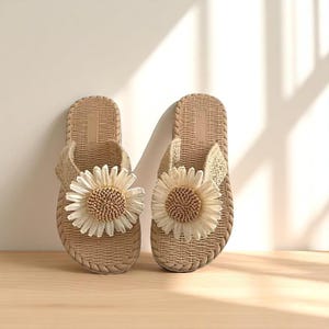 Boho Hemp Flip Flops: Daisy Woven Summer Sandals