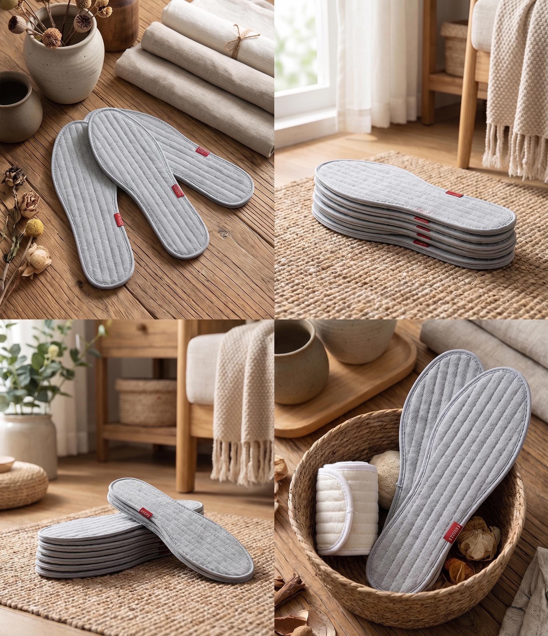 Handmade Natural Mugwort & Cotton Linen Insoles - Breathable Herbal ...