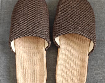 Linen Cotton House Slippers, Non-Slip Comfort Mules, Enclosed Toe Summer Slides, Natural Fiber Comfort Shoes