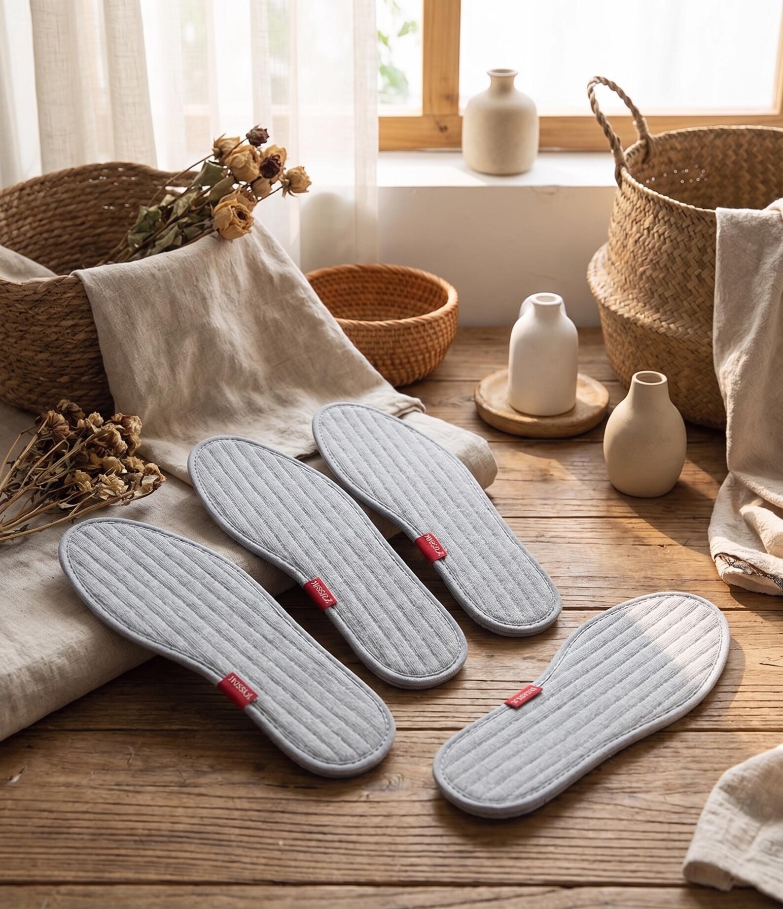 Handmade Natural Mugwort & Cotton Linen Insoles - Breathable Herbal ...