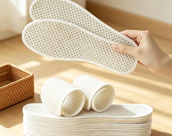 Breathable Cotton Linen Mesh Shoe Insoles | Summer Sweat Absorbing Odor Resistant Shoe Inserts