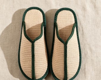 Linen Closed-Toe House Slippers, Non-Slip Indoor Shoes, Breathable Home Gift