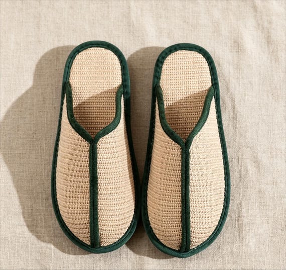 Linen Closed-Toe House Slippers, Non-Slip Indoor Shoes, Breathable Home Gift