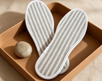 Handmade Linen Insoles  Pads Moisture Wicking Anti Odor Comfort Foot Beds For Sandals Flats Sneakers Daily Walking Barefoot Style