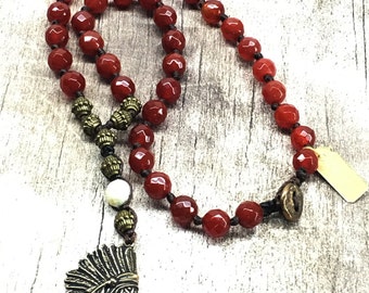 Knotted Carnelian with Indian Pendant