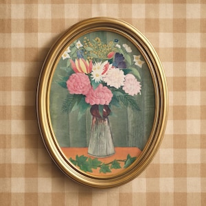 Colorful Floral Still Life by Henri Rousseau, Vintage Art Print, Rustic Flower Poster, Modern Cottage Decor, Eclectic Printable Wall Art