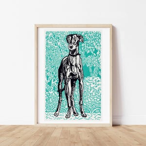 Greyhound Art Print Wall Art Home Office Decor Digital Download Art Pet Portrait Dog Lover Home Decor Wall Hanging Bedroom Art Animal Poster