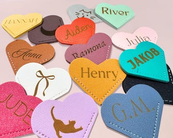 Heart Shaped Corner Bookmark, Personalized Gift for Literary Girl, Cute Page Holder, Handmade Vegan Leather Page Marker, Bookish Mothers Day