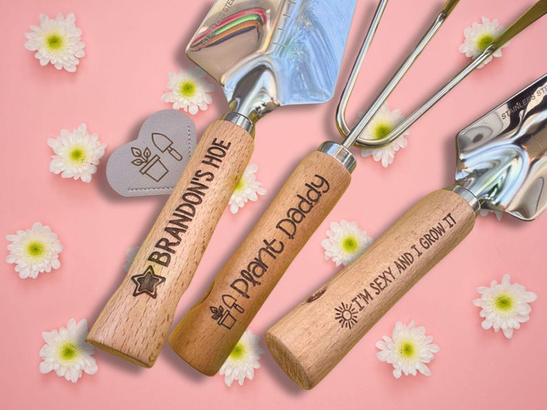 Personalized Gardening Tools Custom Garden Set Gift for Gardeners Wooden Handle Garden Tools Engraved Gift Gardening Present for Mom image 14