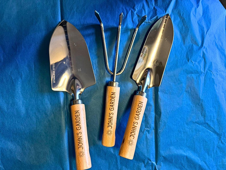 Personalized Gardening Tools Custom Garden Set Gift for Gardeners Wooden Handle Garden Tools Engraved Gift Gardening Present for Mom image 8