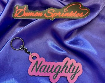 Naughty Pink and Black Acrylic Keychain- Dark Romance Keychain - Smut Lover Booktok Keychain