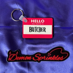 Butcher and Blackbird Inspired Hello My Name Is: Butcher- Double sided Keychain- Butcher and Blackbird - Ruinous Trilogy- Dark Romance