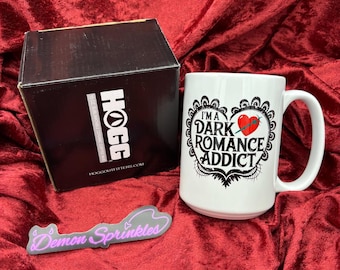 Taza de café de cerámica de 15 oz Dark Romance Addict - Taza Dark Romance - Taza para amantes de los libros - Smut Reader - Trope Books