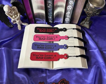 Vous avez été une mauvaise fille ! - Marque-page pagaie en similicuir avec pampille - Marque-page de lecteur Dark Romance épicé - Bordure fine