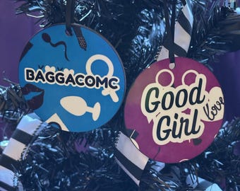 BAGGACOMC MDF Christmas Ornament, Smut Reader Gift, Spicy Book & Dark Romance Lover, Holiday Decor, Booktok Ornaments