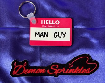 Butcher and Blackbird Inspired Hello My Name Is: Man Guy- Double sided Keychain- Butcher and Blackbird - Ruinous Trilogy- Dark Romance