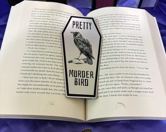 Pretty Murder Bird - Doodskist - Geïnspireerd op het toeristisch seizoen - Holografische kunstleer bladwijzer - Smutmark - bladwijzer Dark Romance