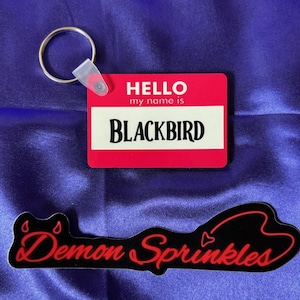 Butcher and Blackbird Inspired Hello My Name Is: Blackbird- Double sided Keychain- Butcher and Blackbird - Ruinous Trilogy- Dark Romance