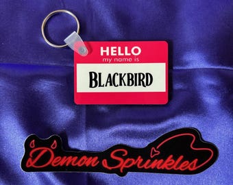 Butcher and Blackbird Inspired Hello My Name Is: Blackbird- Double sided Keychain- Butcher and Blackbird - Ruinous Trilogy- Dark Romance