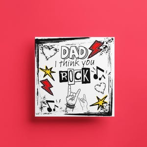 Carte mignonne de fête des pères |  Design rock'n'roll | carte pour papa | Finition haut de gamme | Option d'envoi direct