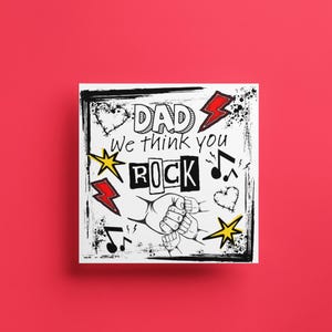 Carte mignonne de fête des pères |  Design rock'n'roll | carte pour papa | Finition haut de gamme | Option d'envoi direct