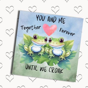 Carte de Saint-Valentin, carte d'anniversaire, thème grenouille, carte de voeux carrée premium