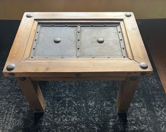 Vintage Mexican Made Segusino Wood and Metal End Table Coffee Table. LOCAL PICKUP ONLY