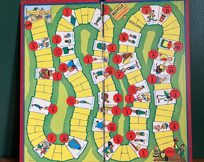 Vintage 1955 Mr. Bug Goes to Town Game Board. Board Only. Game Room Decor. 1950s Board Game