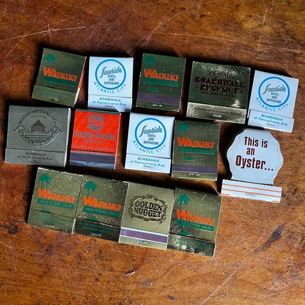 Set of 14 Vintage Matchbooks 80s 90s Matches Hotels Bar Man Cave Match Covers New Jersey Shore Wildwood Atlantic City