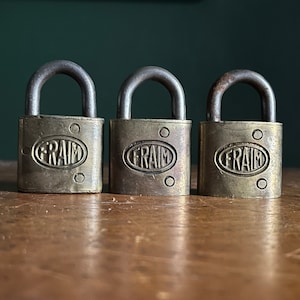 Vintage Trio Fraim Padlock No Key Antique Lock Antique Padlock USA Steampunk Lock Collection Brass Hardware Garage