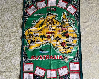 Vintage theedoekkalender Australië 1978