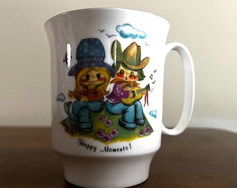 Vintage 1970s Happy Moments Mug. Boy and Girl with Guitar. Royal Windsor. Bone China. England