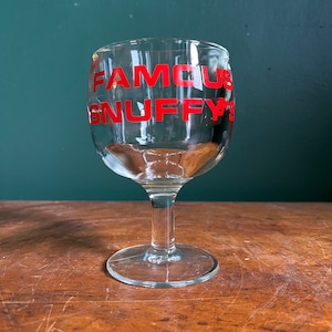 Vintage Famous Snuffy’s Beer Schooner Goblet Chalice NJ Restaurant Beer Glass 1970s Barware