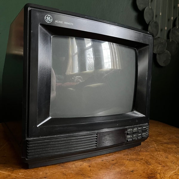 Vintage 1991 General Electric AC/DC Televisión Modelo 09GP103 ge TV portátil CRT Gaming