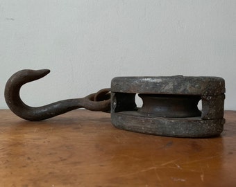 Industrial Wood and Iron Single Pulley