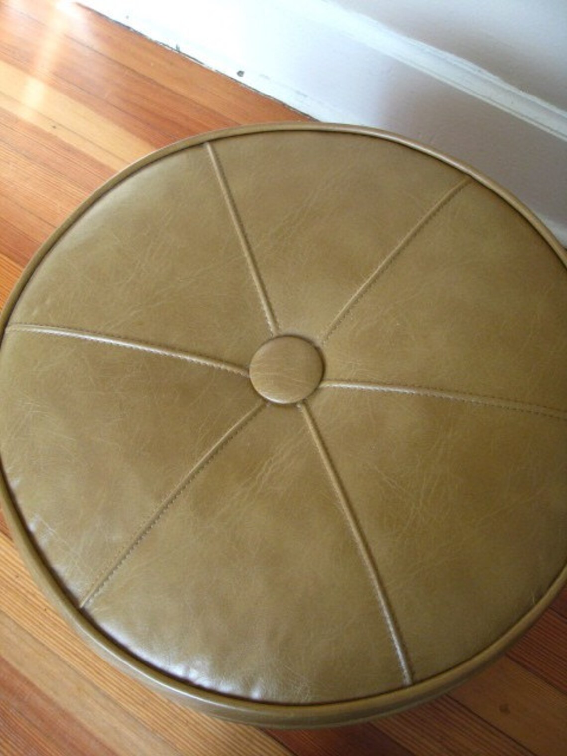 Spicy Mustard Round Foot Stool on Wheels. Etsy