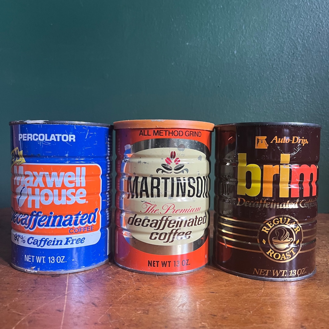 Vintage 1980s Metal Coffee Cans 13 Oz Collectible Brim Maxwell Etsy