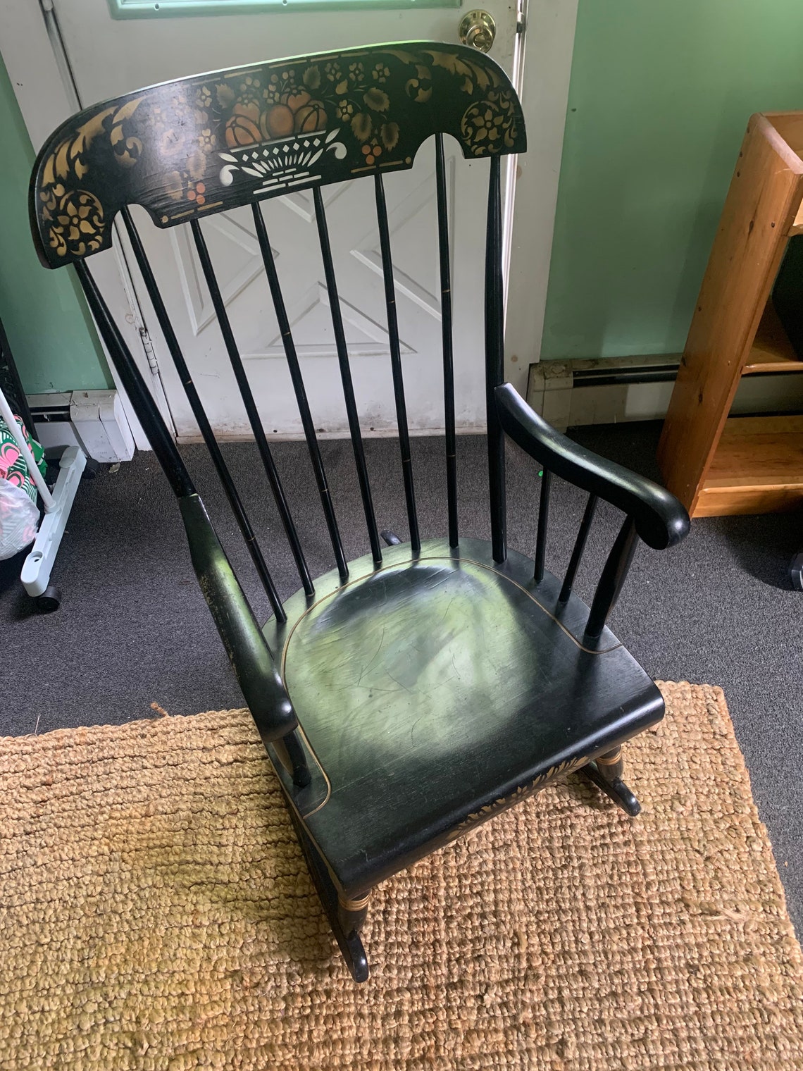 Ornate Vintage Nichols and Stone Co Black Rocking Chair Etsy
