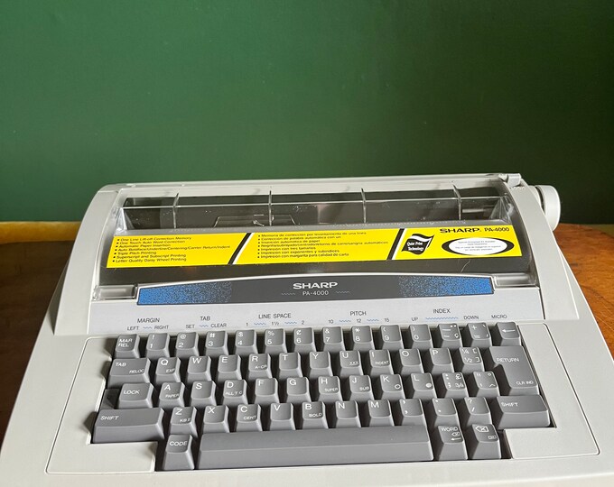 Vintage Sharp PA-4000 Electric Portable Grey Typewriter Original Box ...