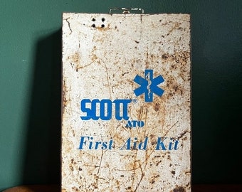 Vintage Industrial Scott First Aid Kit Metal Wall Cabinet Medical Decor Apothecary Medical Supplies Factory