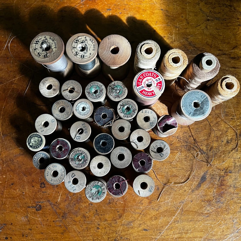 Huge Lot of Wooden Vintage Sewing Thread Spools. Over 35 Etsy