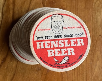 Vintage Beer Coaster Hensler Brewing Company Newark New Jersey  Bar Garage Bar Man Cave Bar Room Decor