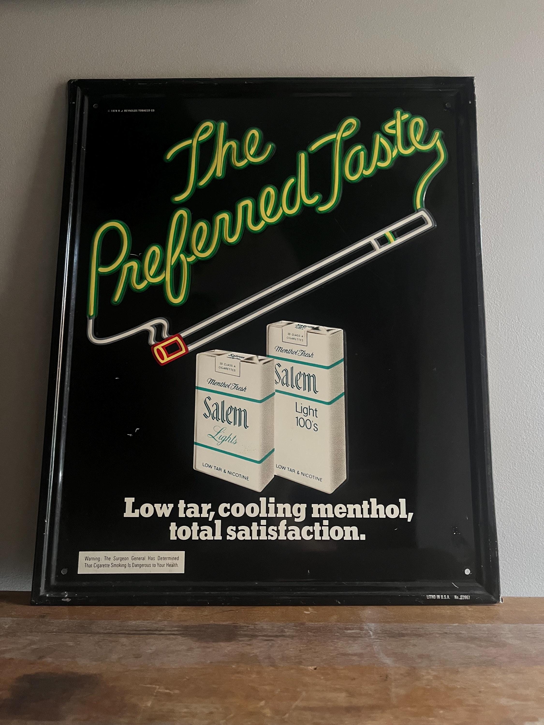 1978 Salem Lights 100's Cigarettes Metal Sign by R. J. Reynolds Tobacco  Company