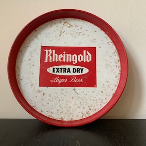 Vintage Rheingold Extra Dry Lager Beer Metal Tray. Liebmann Breweries. Brooklyn, NY. Orange, NJ.