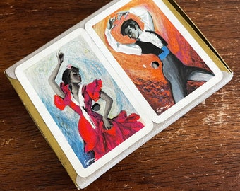 RARE Deck Of Vintage 1960s Playing Cards Fournier Poker Flamenco NOS Unused With Box