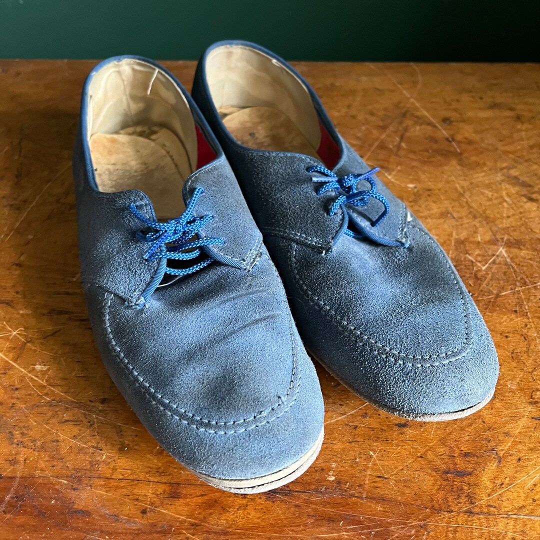 Vintage Blue Suede Bowling Shoes. Size Unknown Etsy