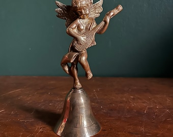 Vintage Angel with Lyre Brass Bell. Decorative Bell. Vintage Bell. Collectible